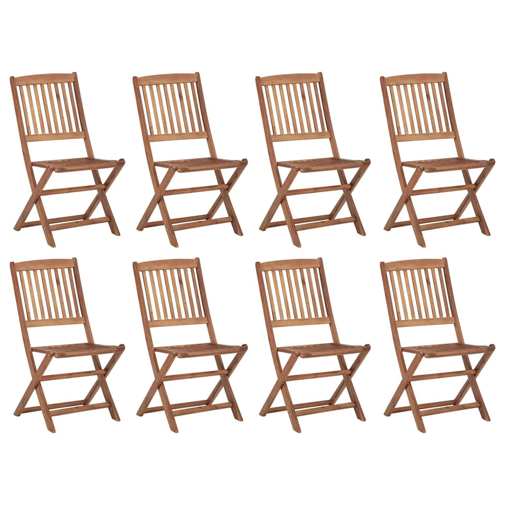 vidaXL Chaises pliables d'extérieur avec coussins 8 pcs Bois d'acacia