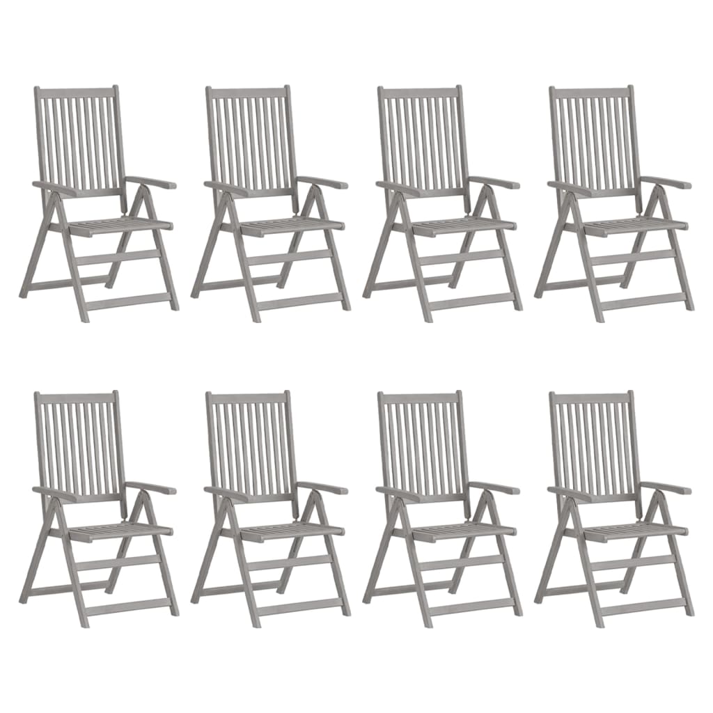 Photos - Garden Furniture VidaXL Patio Reclining Chairs 8 pcs Gray Solid Acacia Wood 