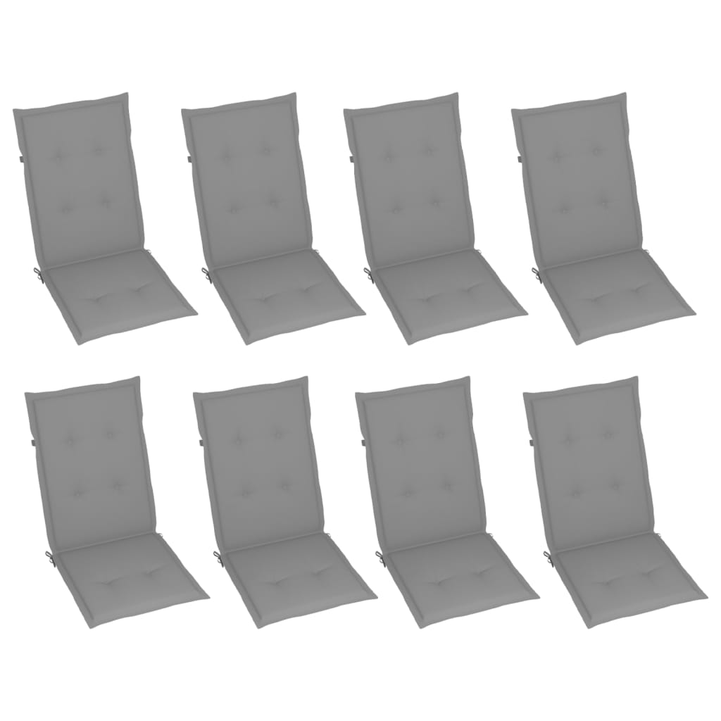 Градински накланящи столове с възглавници 8 бр сиви акация
