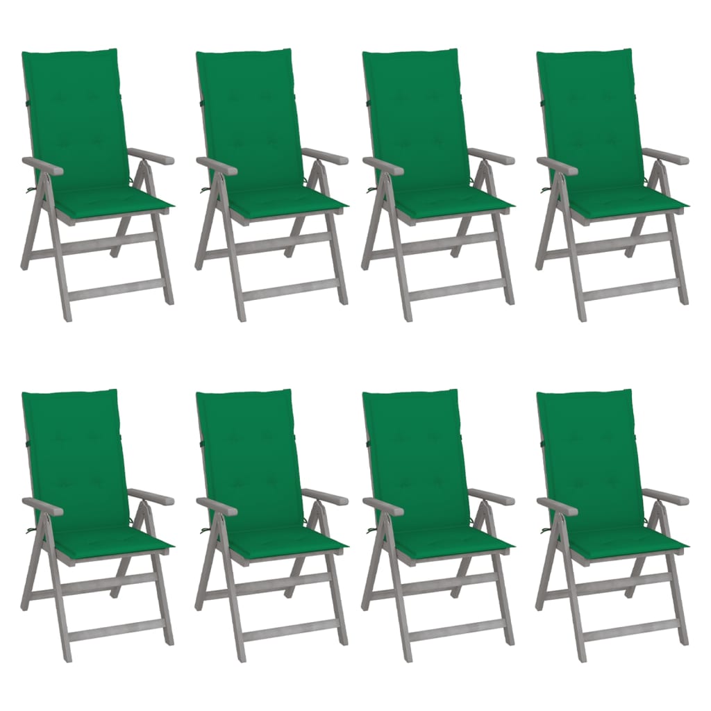 Verstellbare Gartenstühle mit Auflagen 8 Stk. Grau Akazienholz kaufen