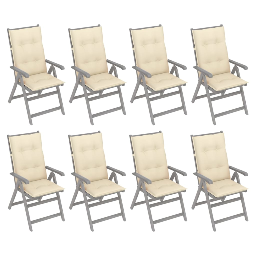 Verstellbare Gartenstühle mit Auflagen 8 Stk. Grau Akazienholz | Stepinfit.de