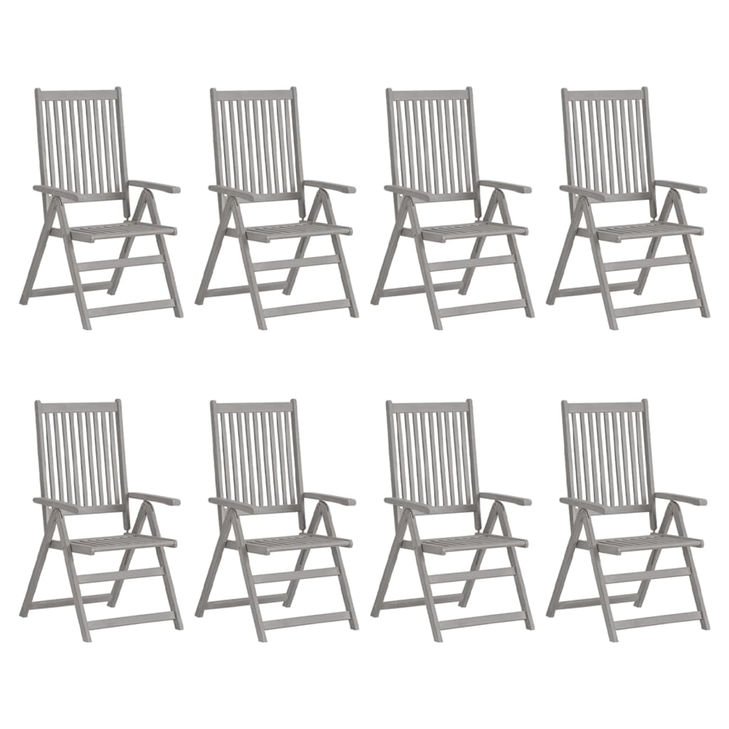 

vidaXL Tuinstoelen 8 st verstelbaar met kussens acaciahout grijs