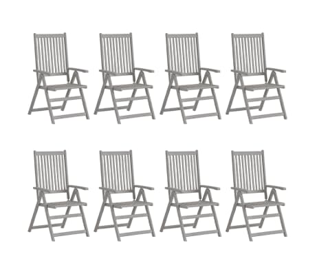 vidaXL Градински накланящи столове възглавници 8 бр сиви акация