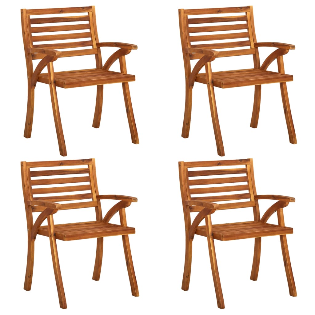 vidaXL Patio Chairs with Cushions 4 pcs Solid Acacia Wood