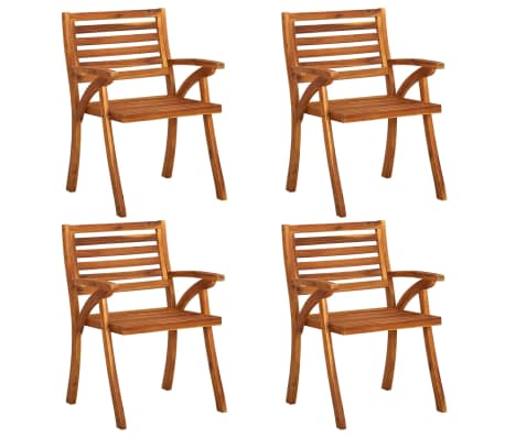 vidaXL Patio Chairs with Cushions 4 pcs Solid Acacia Wood