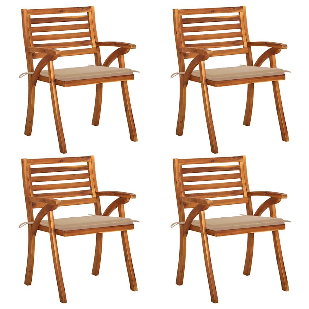 Chaises de jardin avec coussins 4 pcs Bois de teck solide