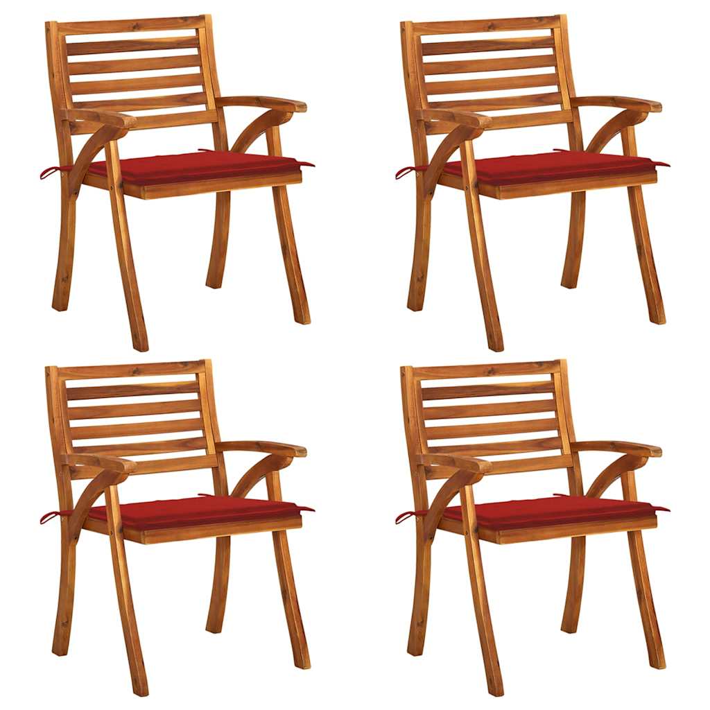 Chaises de jardin avec coussins 4 pcs Bois de teck solide