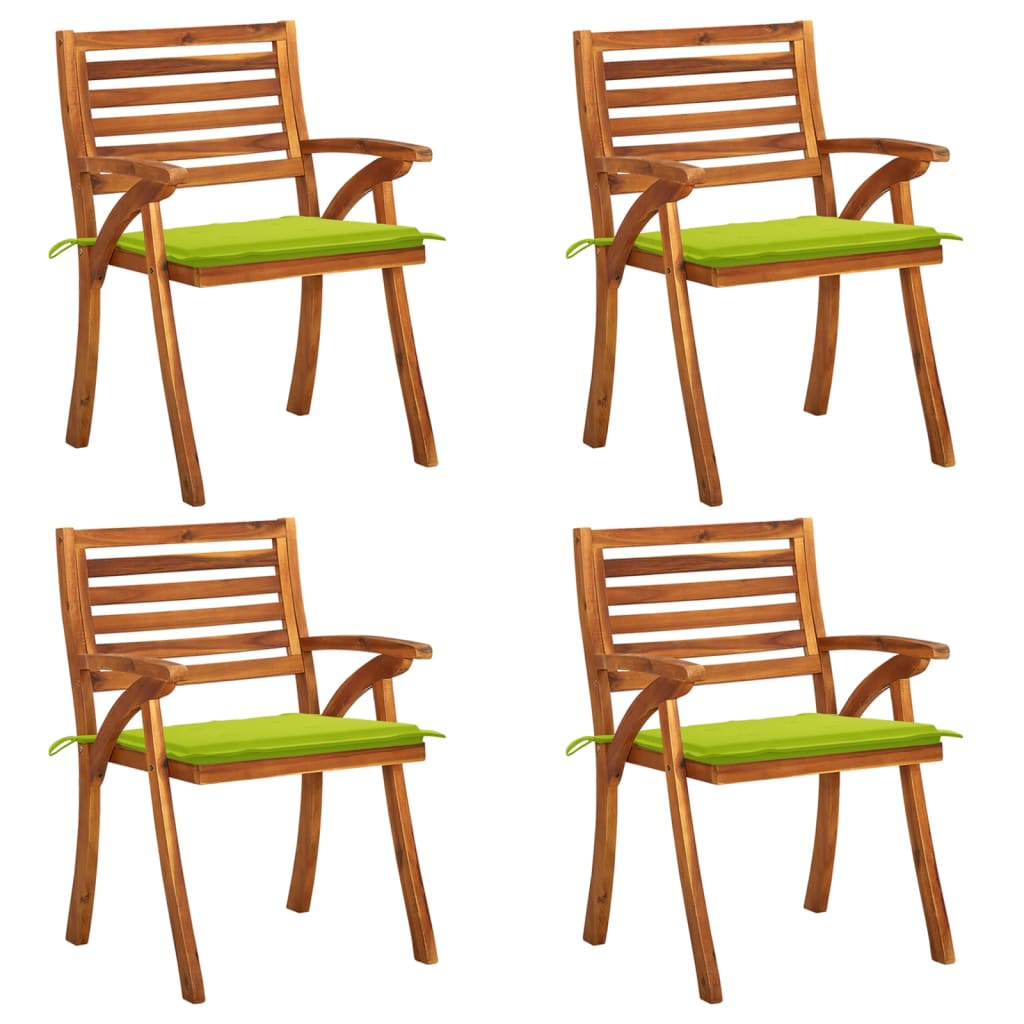 Chaises de jardin avec coussins 4 pcs Bois de teck solide