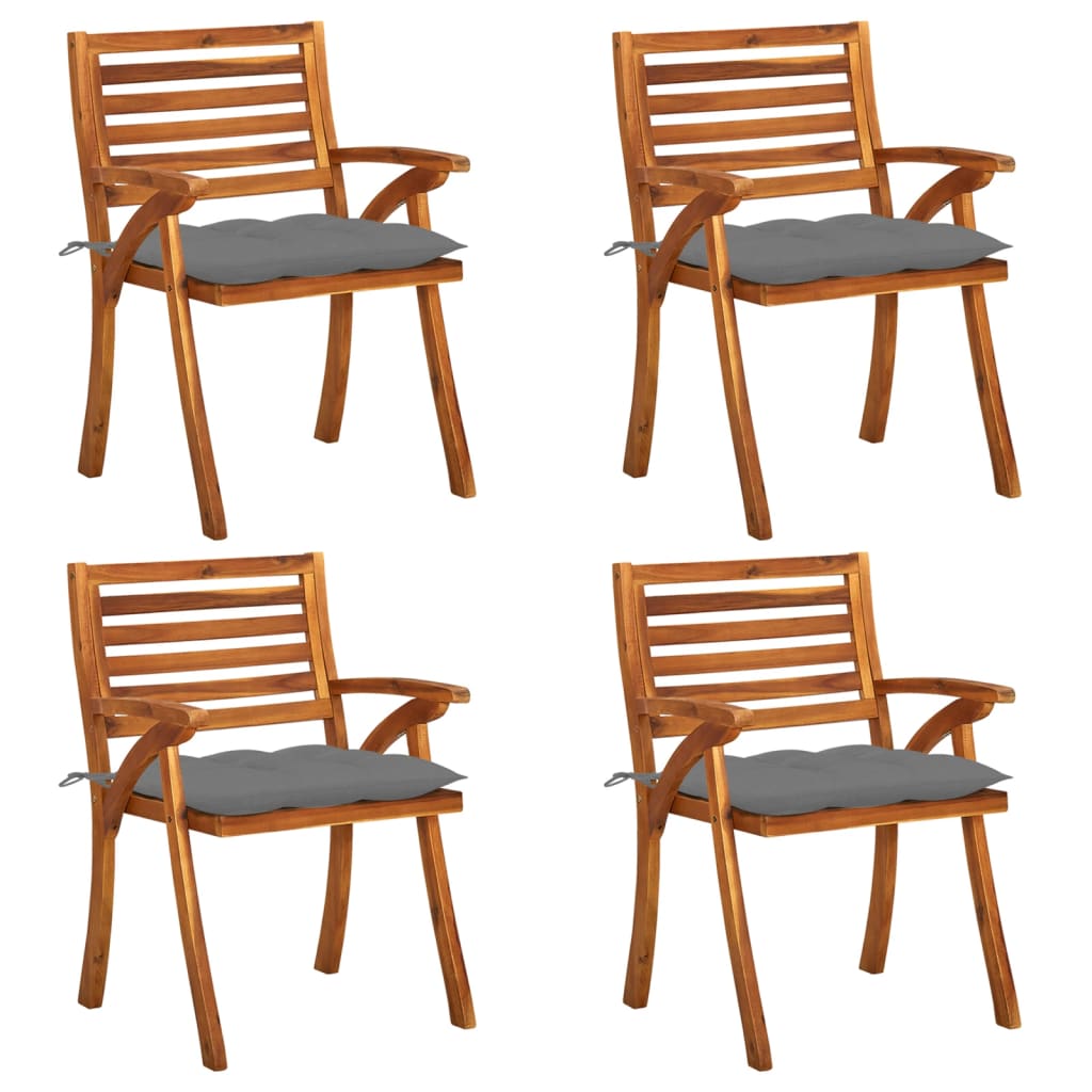 Chaises de jardin avec coussins 4 pcs Bois de teck solide