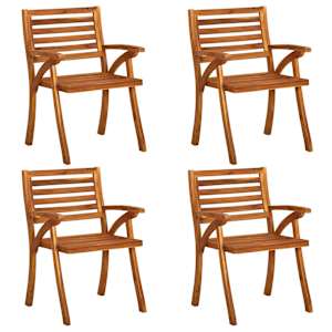 vidaXL Gartenst&uuml;hle mit Kissen 4 Stk. Massivholz Akazie