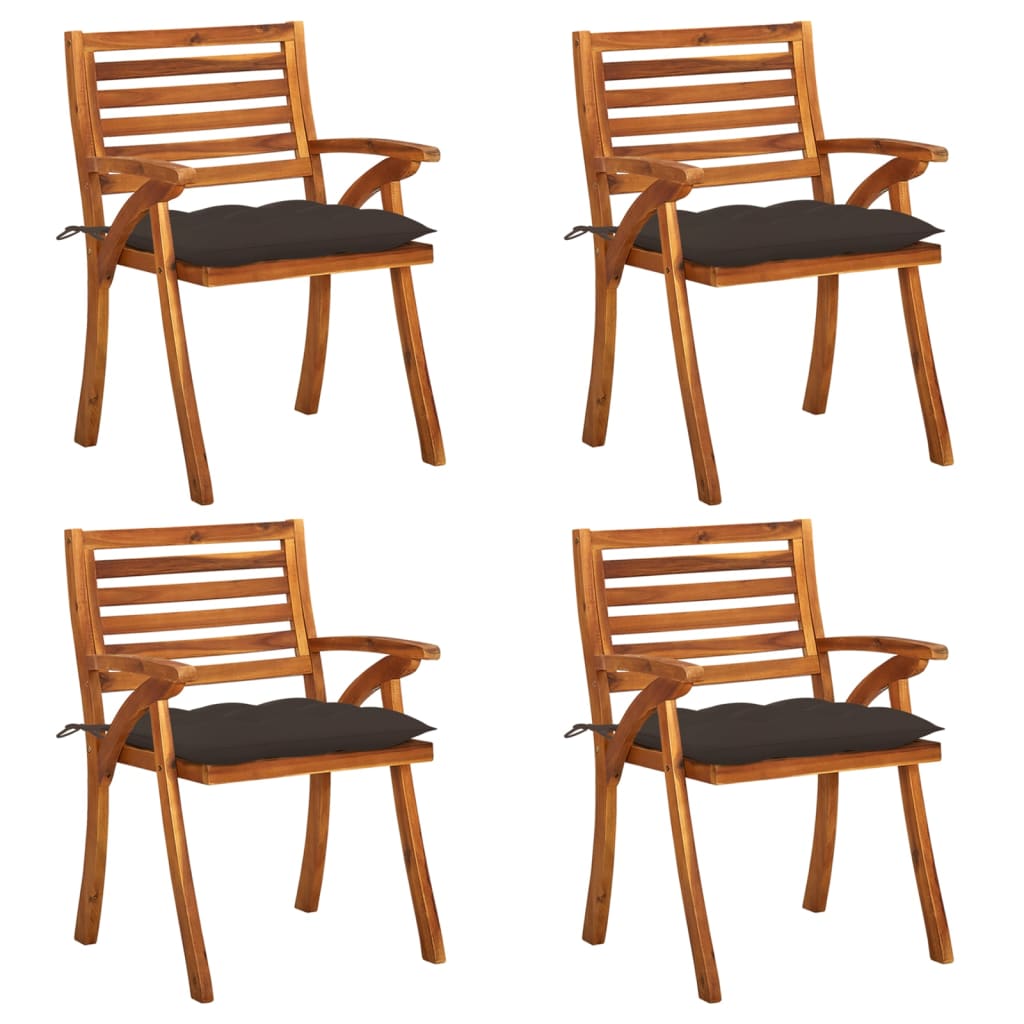  Záhradné stoličky so sedákmi 4 ks akáciový masív