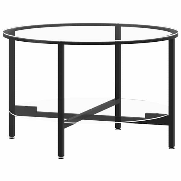 vidaXL teelaud, must ja l&auml;bipaistev, 70 cm, karastatud klaas