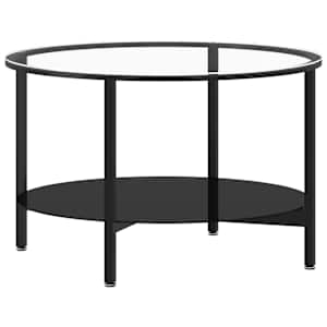 vidaXL teelaud, must ja l&auml;bipaistev, 70 cm, karastatud klaas