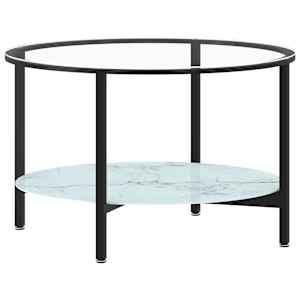 vidaXL teelaud, must ja valge marmor, 70 cm, karastatud klaas