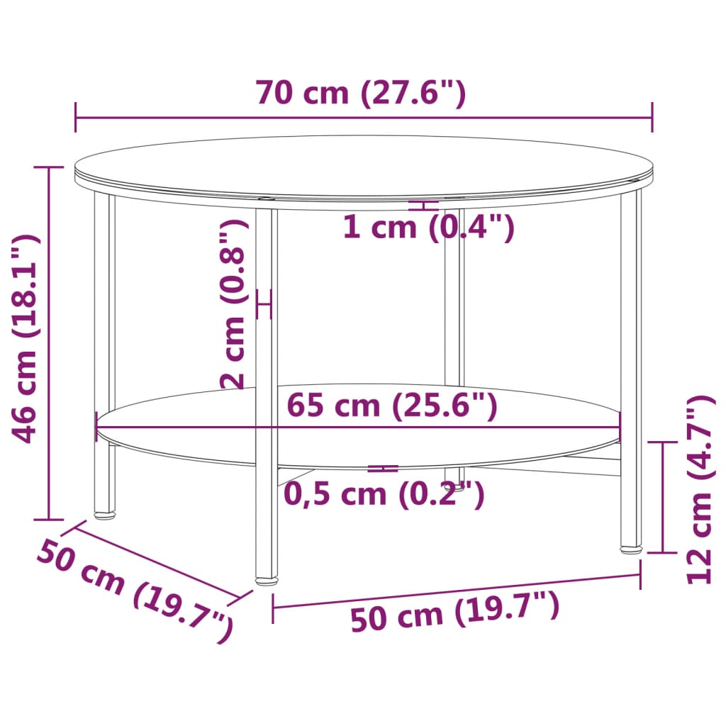 Čajna mizica črna in bel marmor 70 cm kaljeno steklo