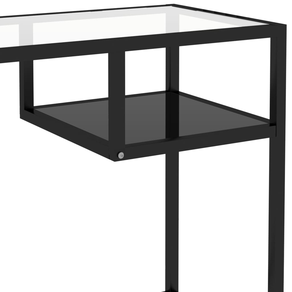 Fekete üveg számítógépasztal 100 x 36 x 74 cm 