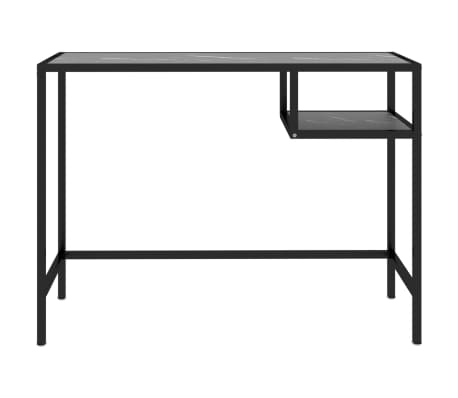 vidaXL Computerbureau 100x36x74 cm gehard glas zwartmarmerkleurig