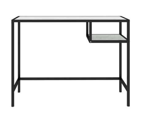 vidaXL Tietokonep&ouml;yt&auml; valkoinen marmori 100x36x74 cm karkaistu lasi