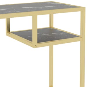 PC stůl černý mramor 100 x 36 x 74 cm tvrzené sklo - obrázek 6