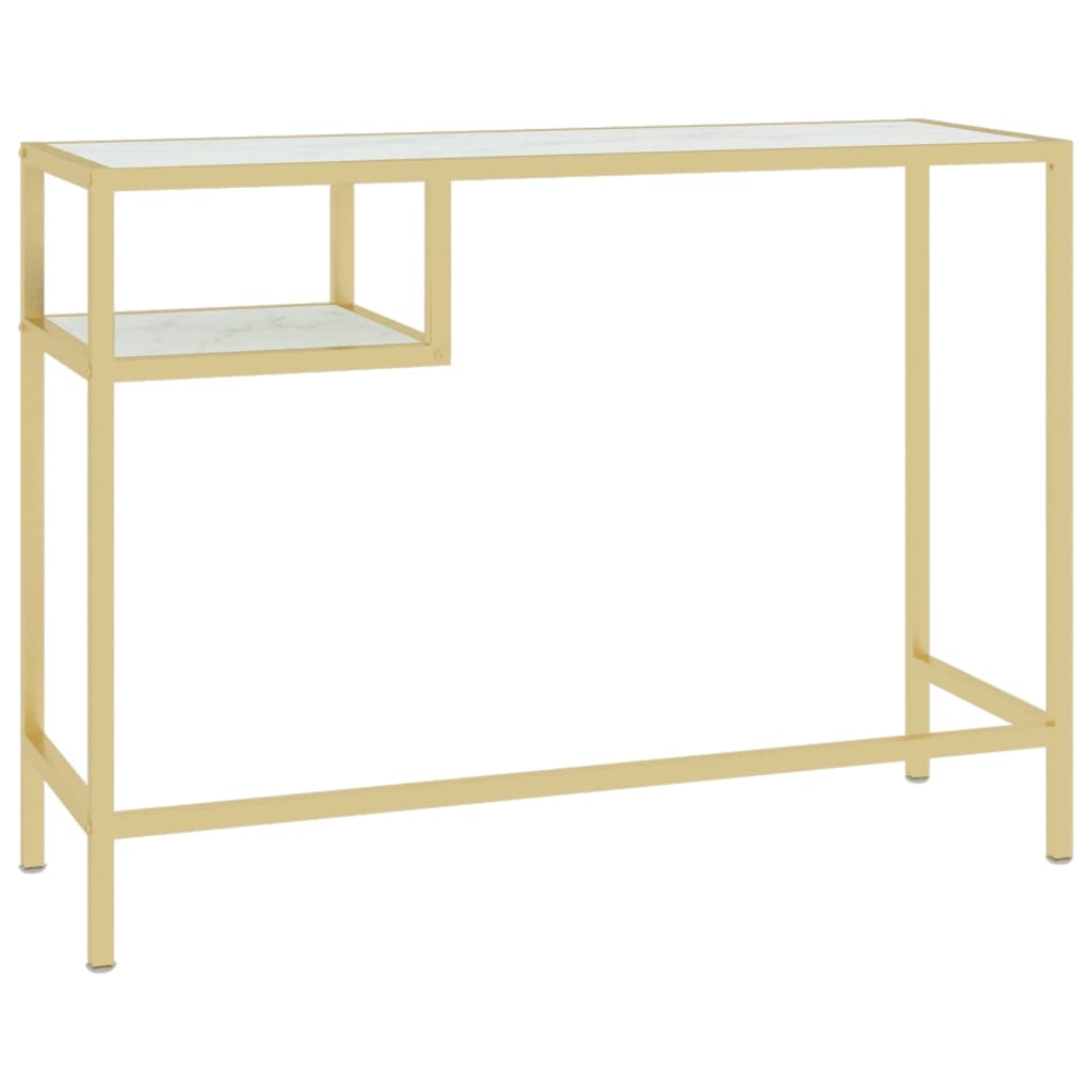 imagem de vidaXL Mesa de computador vidro 100x36x74 cm branco e dourado6