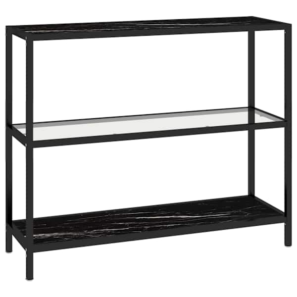 vidaXL riiul, l&auml;bipaistev, must marmor, 100x36x90 cm, karastatud klaas