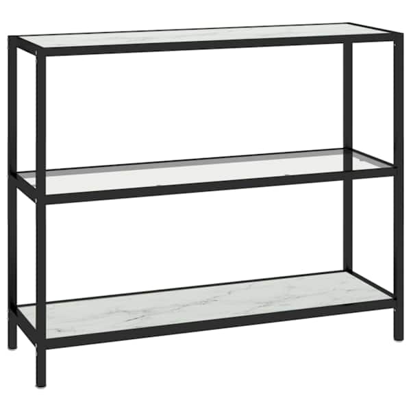 vidaXL riiul, l&auml;bipaistev, valge must, 100x36x90 cm, karastatud klaas
