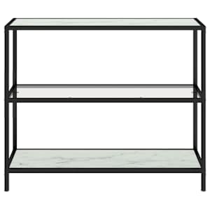 vidaXL Polica prozorna in bel marmor 100x36x90 cm kaljeno steklo