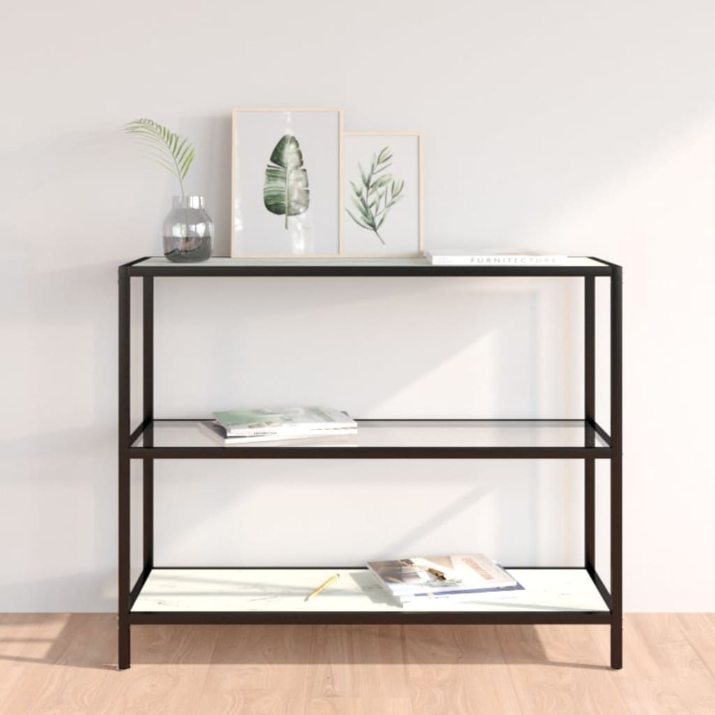 vidaXL Regal Transparent und Marmor Weiß 100x36x90 cm Gehärtetes Glas