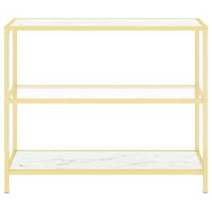 vidaXL Hylle hvit marmor og gjennomsiktig 100x36x90 cm herdet glass