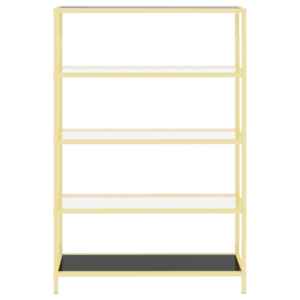 vidaXL Hylle gull og svart herdet glass