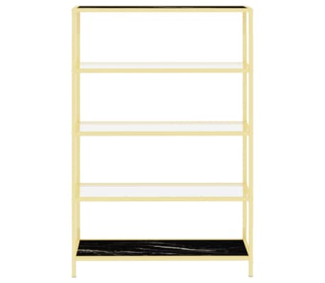 vidaXL Shelf Gold and Black Marble Tempered Glass