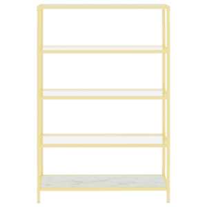 vidaXL Hylle gull og hvit marmor herdet glass