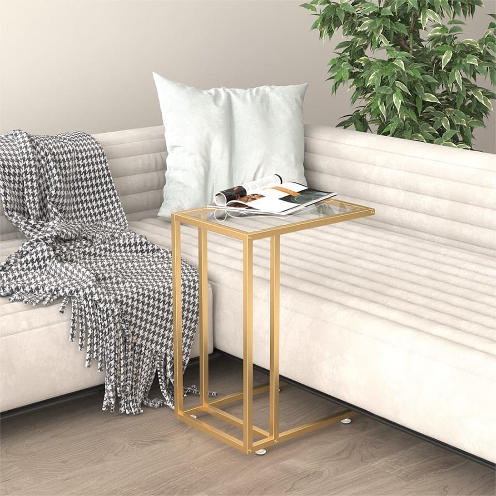 vidaXL Sivupöytä läppärille läpinäkyvä 50x35x65 cm karkaistu lasi
