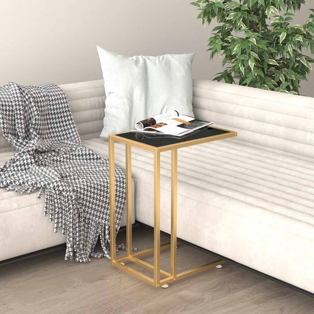 vidaXL Sivupöytä läppärille musta 50x35x65 cm karkaistu lasi