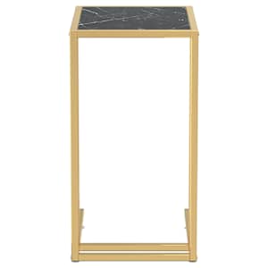 Stolek na notebook černý mramor 50 x 35 x 65 cm tvrzené sklo - obrázek 3