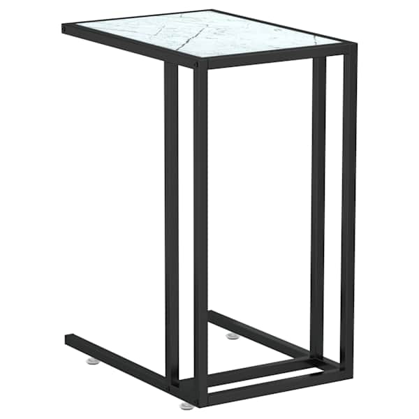 vidaXL arvuti lisalaud, valge marmor, 50x35x65 cm, karastatud klaas