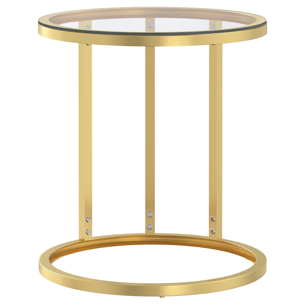 Image of vidaXL Side Table Gold and Transparent 45 cm Tempered Glass