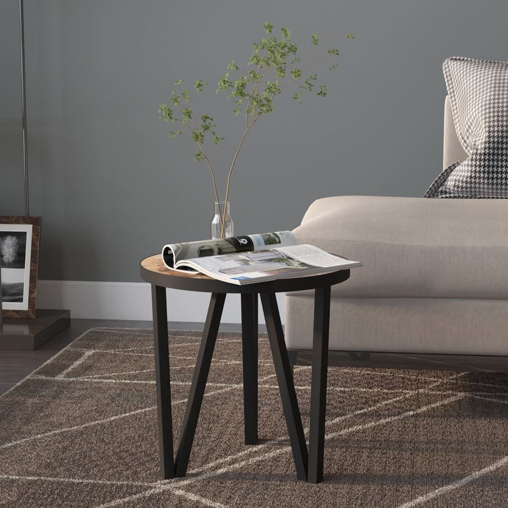 vidaXL Teepöytä musta ja keltainen Ø35 cm MDF