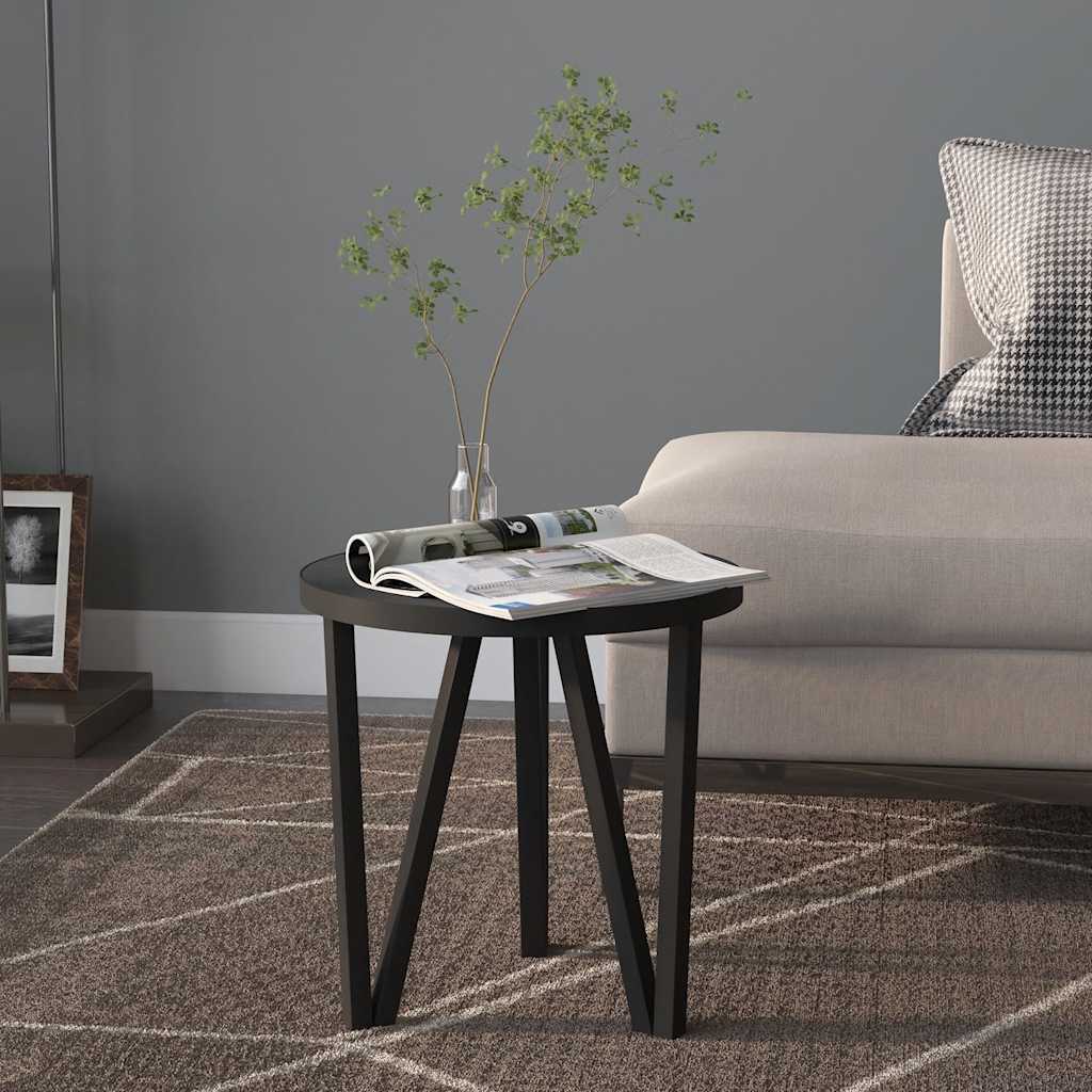 vidaXL Masă de ceai, negru, Ø35 cm, MDF