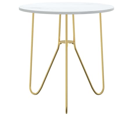 vidaXL Arbatos staliukas, auksinis ir marmuro, 48cm, MDF ir geležis