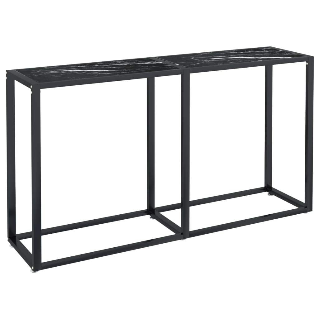 vidaXL Konzolový stolek černý mramor 140 x 35 x 75,5 cm tvrzené sklo
