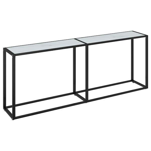 vidaXL konsoollaud, valge marmor, 200 x 35 x 75,5 cm, karastatud klaas