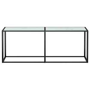 vidaXL Konsollbord hvit marmor 200x35x75,5 cm herdet glass