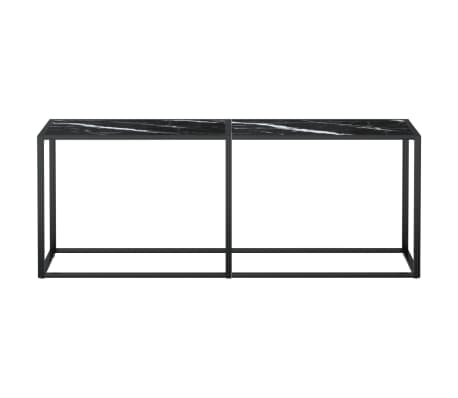 vidaXL Console Table Black Marble 200x35x75.5cm Tempered Glass