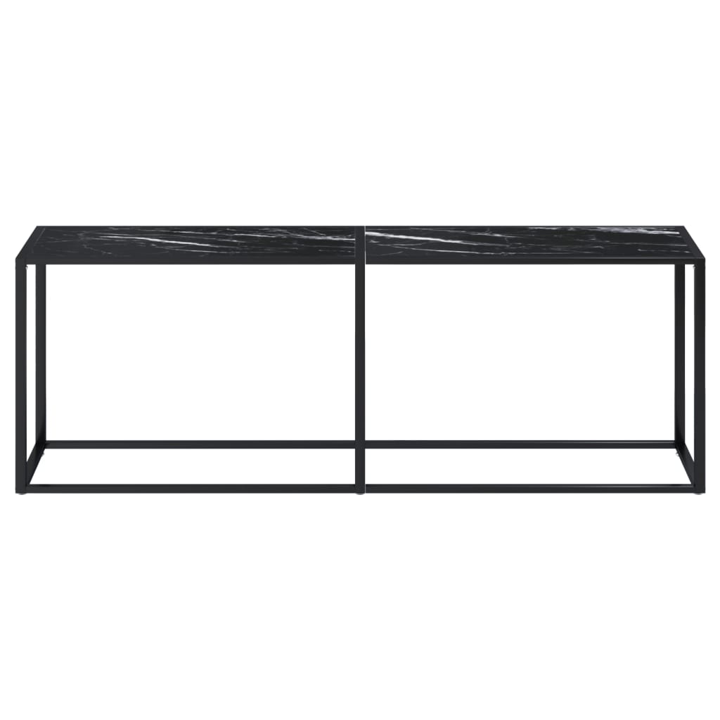 vidaXL Wandtafel 220x35x75,5 cm gehard glas zwartmarmerkleurig afbeelding