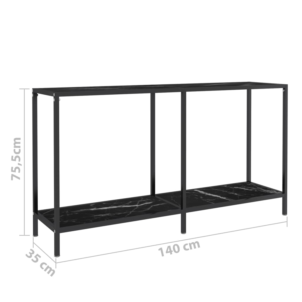 Konzolový stolek černý 140 x 35 x 75,5 cm tvrzené sklo