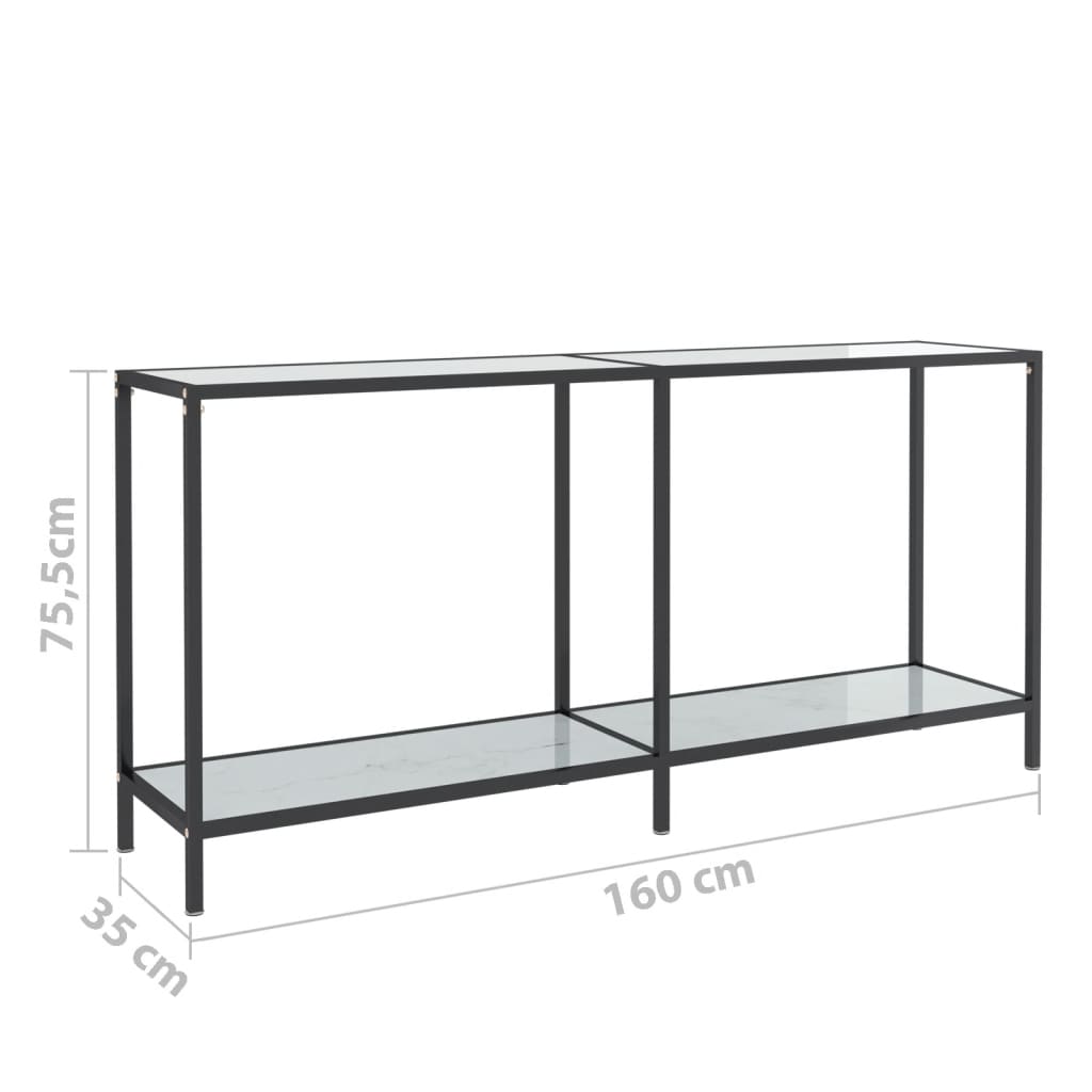 Konzolový stolek bílý 160 x 35 x 75,5 cm tvrzené sklo