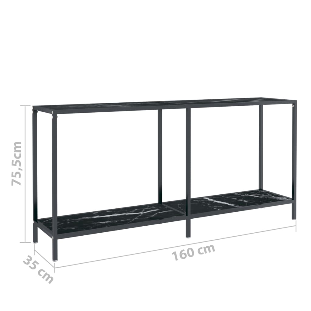 Konzolový stolek černý 160 x 35 x 75,5 cm tvrzené sklo