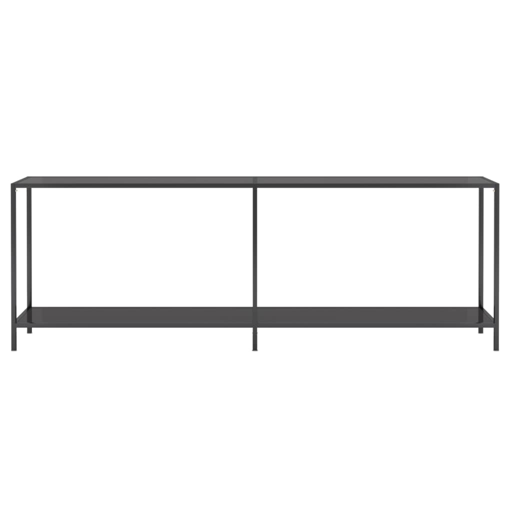 vidaXL Console Table Black 220x35x75.5 cm Tempered Glass