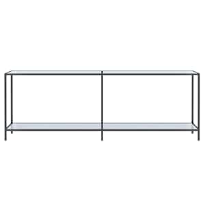 vidaXL Console Table White 220x35x75.5 cm Tempered Glass